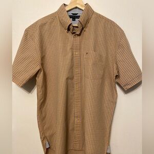 Tommy Hilfiger Men's Plaid Button-Down Shirt - Brown and Tan